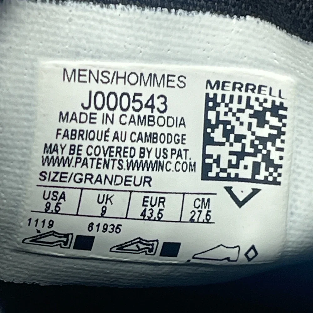 Merrell Gridway Shoes Men's 9.5 Black Canvas‎ Vibram Lace Up Sneakers J000543